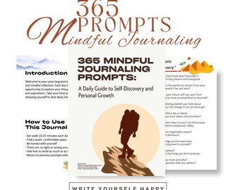 365 Mindful Journaling Prompts: Daily Self-Discovery Guide (Digital PDF)