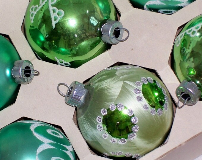 Vintage Green Glass Ornaments Etsy