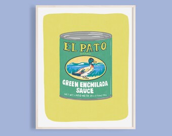 El Pato Can Art Print | Duck Wall Art | Pop Art Poster | Illustrated Packaging Kitchen Decor | Cook Gift