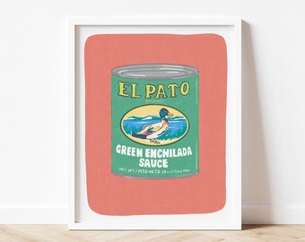 El Pato Can Art Print | Duck Wall Art | Pop Art Poster | Illustrated Packaging Kitchen Decor | Cook Gift