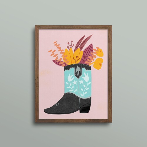 Cowboy Boot Art Print Cowgirl Art Colorful Western Art - Etsy