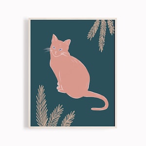 Cat Portrait / Small Wall Art / Kitty Art / Archival Paper / Giclée Fine Art Print / Pink Cat Illustration / Cat Lover Gift