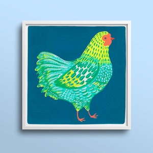 Chicken Art Print &quot;Eleanor Sassypants&quot; | Chicken Painting | Gouache Painting | Square Art | Kitchen Decor | Farm Gift | Unique Gift