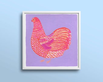 Chicken Art Print "Ruthie" | Chicken Painting | Gouache Painting | Hen Illustration | Square Art | Kitchen Art | Farm Gift | Unique Gift