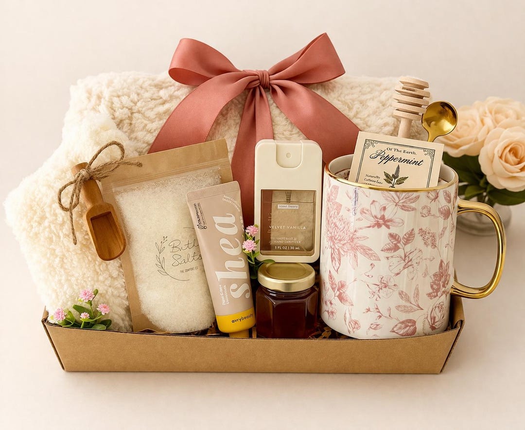 Spa Gift Box for Her, Self Care Gift Basket, Breast Cancer Care Package ...