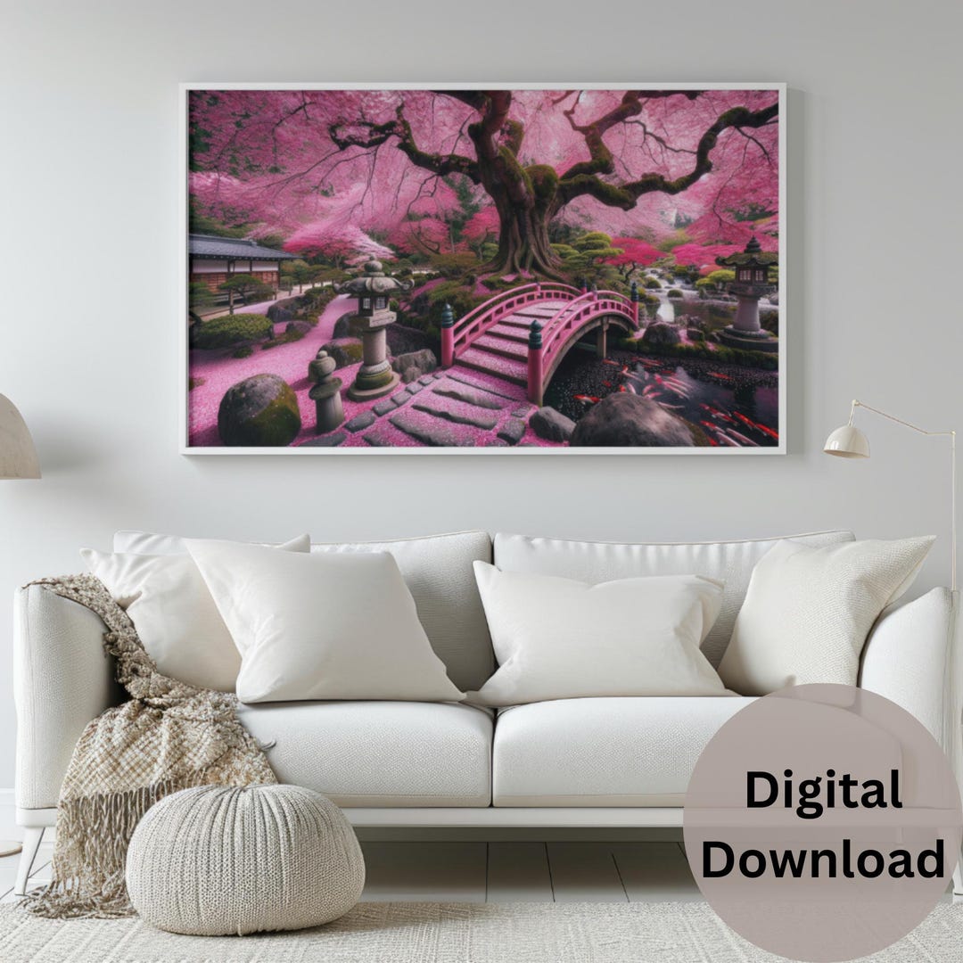 Cherry Blossom Wall Art | Floral Print Decor | Japanese Style Canvas ...