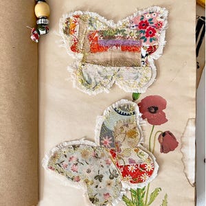 Butterfly Embellishment junk journal tags scrapbooking embellishment textile art applique
