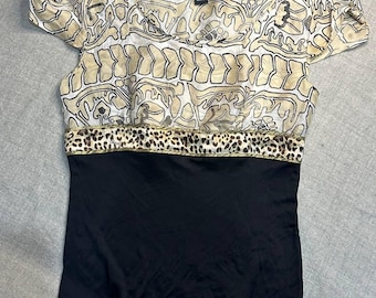 Rare Class Roberto Cavalli Silk Top Blouse Women’s M Vintage Y2K Animal Print Italy