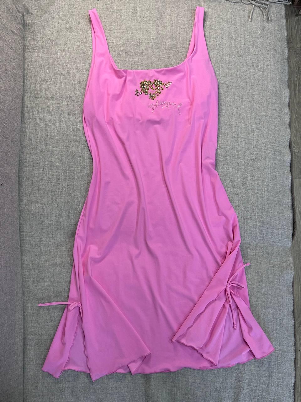 strapless open back dress Blumarine Pink Satin Midi Dress main image 0