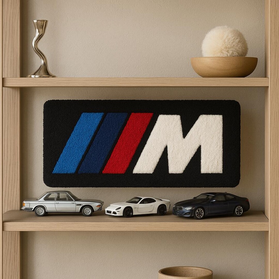 BMW M Logo Rug – Handmade Tufted Art for Car Enthusiasts | Small Accent ...