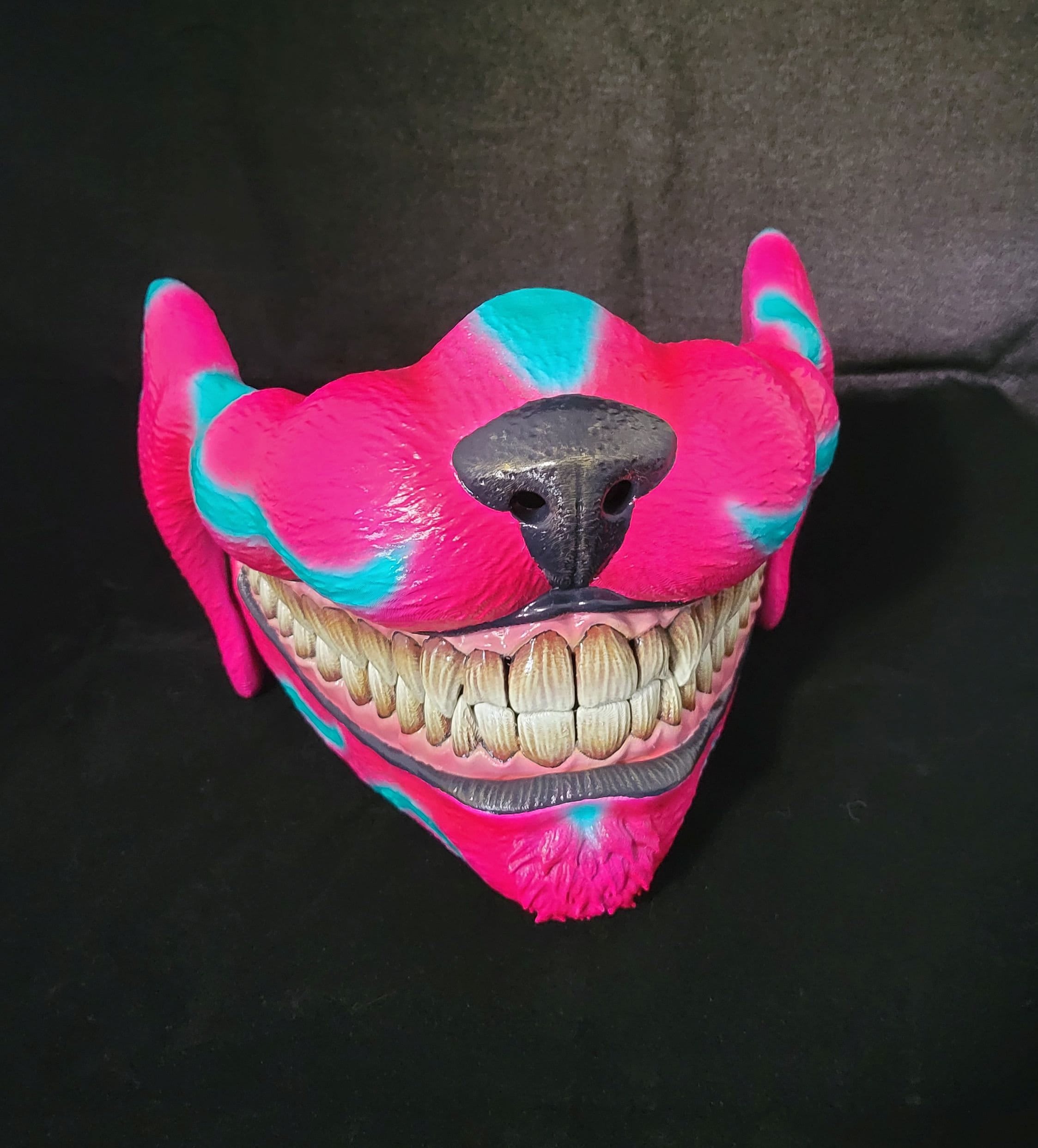 Cheshire Cat Half Mask W/ Moving Jaw Black Light Reactive. - Etsy