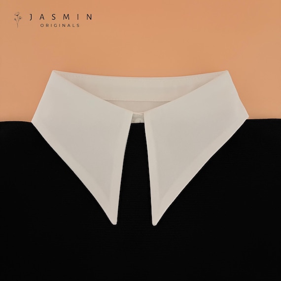 Detachable White Shirt Collar | Long Pointed Collar Dickey | Elegant Layering Accessory for Sweaters & Dresses | Gift for Her