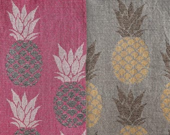 XL Jacquard Muslin Towel with Pineapples | Double-Face Quick Dry Lightweight Turkish Cotton Peshtemal | Soft Touch | Beach, Bath & Spa Gift