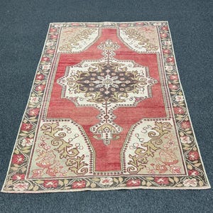 5x7 Area Rug, Vintage Avanos Rug, 5x7 Turkish Rug, 5x7 Anatolian Rug,5x7 Rugs For Bedroom, 4’6x7’1 ft, Hand-Knotted Wool Area Rug, Varos Rug
