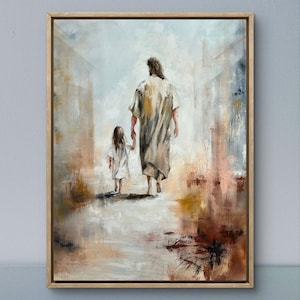 Religious Jesus Painting on Canvas, Sacred Art Wall Decoration for Home, Oil Hand Painting Christian Gift, Bible Verse Wall Art Decor