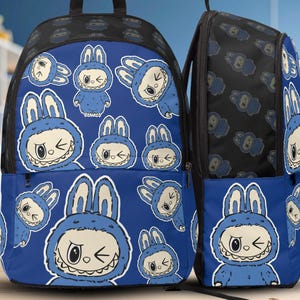 Labubu Inspired Blue Backpack, Labubu Themed Bag, Back to School Bag, Labubu Gift, Labubu Bag, Labubu School Bag, Blue Backpack, Labubu