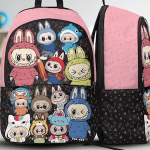 Labubu Inspired Pink Backpack, Labubu Themed Bag, Back to School Bag, Labubu Gift, Labubu Bag, Labubu School Bag, Pink Backpack, Labubu