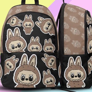 Labubu Inspired Brown Backpack, Labubu Themed Bag, Back to School Bag, Labubu Gift, Labubu Bag, Labubu School Bag, Labubu Backpack, Labubu