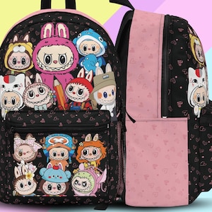Labubu Inspired Pink Backpack, Labubu Themed Bag, Labubu Gift, Labubu Bag, Back to School Backpack, Labubu School Bag, Pink Backpack, Labubu