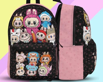 Labubu Inspired Pink Backpack, Labubu Themed Bag, Labubu Gift, Labubu Bag, Back to School Backpack, Labubu School Bag, Pink Backpack, Labubu
