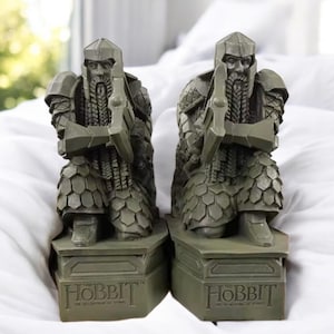 Erebor Dwarven Resin Figures: Fantasy Bookshelf Decor (Set of 2)