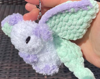 MADE TO ORDER - Mothman, Luna Moth, Rosie Maple Moth, Night Moth Keychains and Bag Charms, handmade crocheted stuffed animal plush