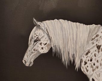 UNAVAILABLE* (For Display Only) Hand painted with acrylic paints, "Appaloosa Horse", 10"x10", Stretched canvas.