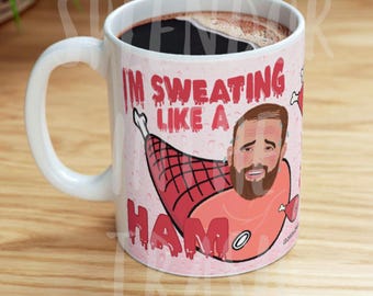 Love on the Spectrum "SWEATING Like a HAM" Connor Funny Ceramic 11 oz & 15 oz Reality Tv Coffee Mug , Friend, Birthday Gift