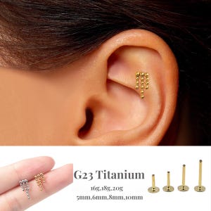 16G/18G/20G Ball Drop Push Pin Labret/orecchino senza filetto con parte posteriore piatta/perno trago/perno con parte posteriore piatta/perno elica/perno cartilagine