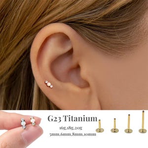 16G winziger CZ Opal Labret mit Innengewinde • Ohrring mit flacher Rückseite • Tragus Bolzen • Helix Ohrstecker • Cz Ohrstecker • Knorpel Ohrstecker • Nasen Ohrstecker