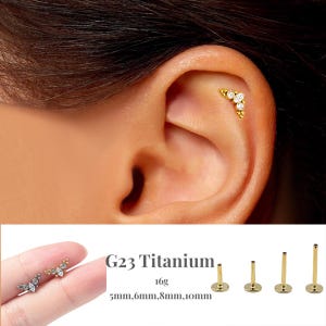 16G Tiny CZ Climber Internally Threaded Labret • Flat Back Earring • Tragus Stud • Helix Stud • Cz Stud • Cartilage Stud • Nose Stud