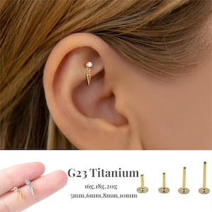 16G/18G/20G Spike Push Pin Labret/Threadless Flat Back Earring/Tragus Stud/Flat Back Stud /Helix Stud/Cartilage Stud/Nose Stud