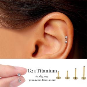 16G/18G/20G Round pendant Push Pin Labret/Threadless Flat Back Earring/Tragus Stud/Flat Back Stud/Helix Stud /Cartilage Stud/ Nose Stud
