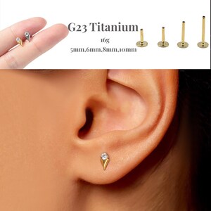 16G Tiny CZ Internally Threaded Labret • Flat Back Earring • Tragus Stud • Helix Stud • Cz Stud • Cartilage Stud • Nose Stud
