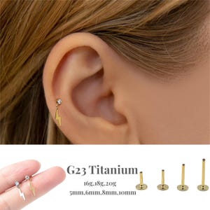 Pendentif foudre 16G/18G/20G labret à épingles/boucle d'oreille sans fil à l'arrière plat/clous Tragus/bouton à l'arrière plat/bouton hélicoïdal/bouton de cartilage/bouton de nez