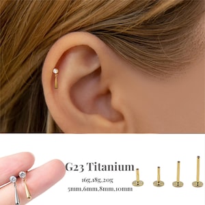16G/18G/20G Moon Pendant Push Pin Labret/Threadless Flat Back Earring/Tragus Stud/Flat Back Stud/Helix Stud /Cartilage Stud/ Nose Stud