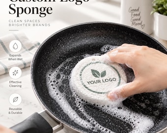 Custom Logo Compressed Cellulose Sponges – Personalized Business Cleaning Sponges, Branded Promotional Gifts & Client Giveaways