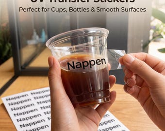 Pegatinas de transferencia UV DTF personalizadas, calcomanías con logotipo 3D en relieve personalizadas para envases de botellas, vasos y plástico de vidrio.
