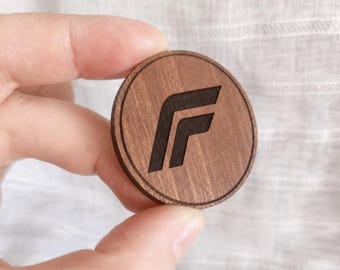 Custom Wooden Name Badge, Personalized Wood Employee Badge, Engraved Business Logo Pin, Staff ID Name Tag, Beech Walnut Sapele Wood Badge
