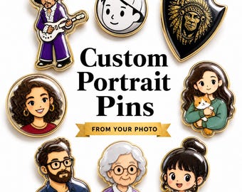 Custom Portrait Epoxy Pin, Personalized Photo Lapel Pin, Custom Face & Pet Badge, Memorial Keepsake Pin from Your Picture