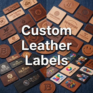 Leren patches met logo op maat | Leren merklabels voor hoeden, tassen en kleding | Gegraveerd, in reliëf, UV-geprint