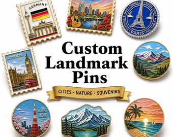 Custom Landmark Enamel Pin, Personalized Travel Souvenir Pin from Your Photo, Custom City Scenery Keepsake Lapel Pin