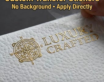 Pegatinas con logotipos personalizados | Calcomanías de transferencia UV DTF metálicas personalizadas para embalaje y superficies