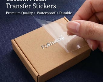 Pegatinas metálicas personalizadas con logotipo y calcomanías de transferencia UV DTF para vidrio, plástico y embalaje.