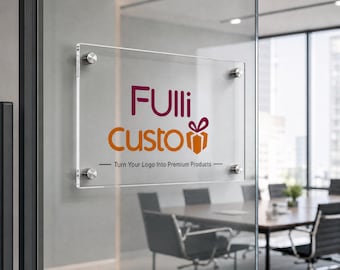 Custom Acrylic Logo Sign, Personalized Business Sign, UV Printed Company Logo Plaque, Office Wall Sign, Storefront Reception Branding