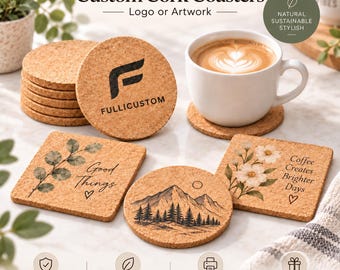 Custom Cork Coasters – Personalized UV Printed Drink Coasters for Business Logos, Photos & Artwork