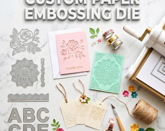 Troquel de repujado de papel personalizado | Juego de 5 troqueles de corte de metal | Troquel personalizado para hacer tarjetas y álbumes de recortes | Herramienta para manualidades DIY
