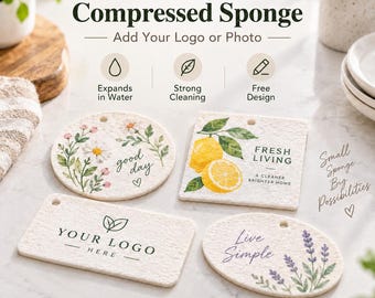 Custom Compressed Cellulose Sponges – Personalized Expandable Cleaning Sponges for Logos, Photos & Artwork