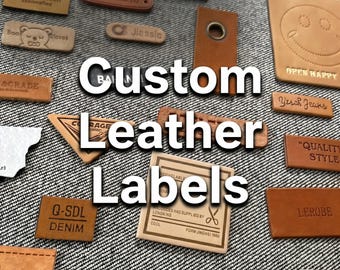 Parches de cuero personalizados con logotipo | Etiquetas de cuero grabadas con láser, repujadas, estampadas con lámina y con impresión UV | Parches para sombreros, etiquetas para ropa, etiquetas para bolsos