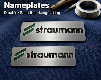 Placa metálica industrial personalizada con logotipo grabado, etiqueta de equipo personalizada, etiqueta comercial, placa para muebles.